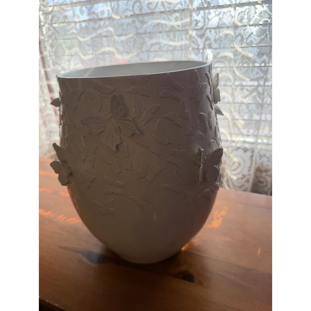 Art House 3D Butterfly Decorative Wastebasket / Faux Floral Vase